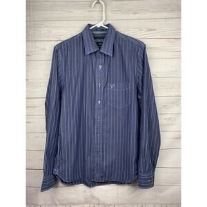 American Eagle Shirt Mens Medium Blue Vintage Fit‎ Button Up Long Sleeve Striped